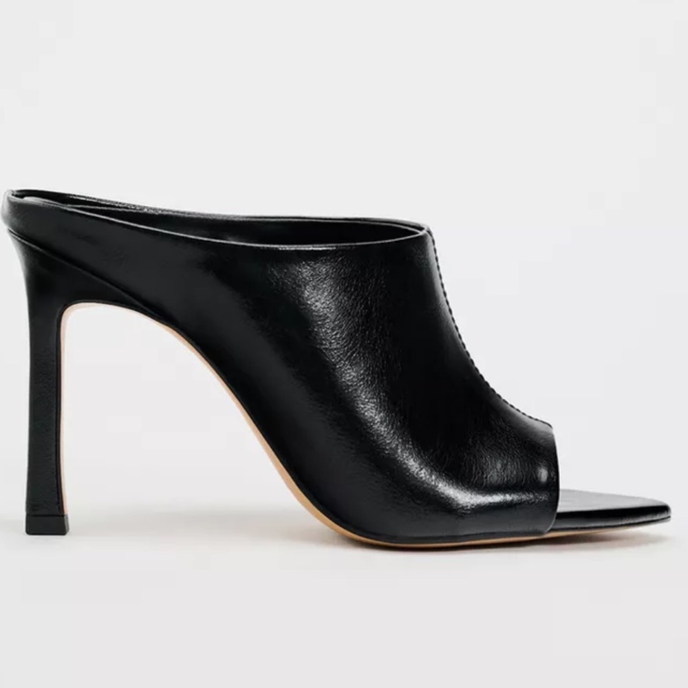 Zara Sleek Black Leather Mules